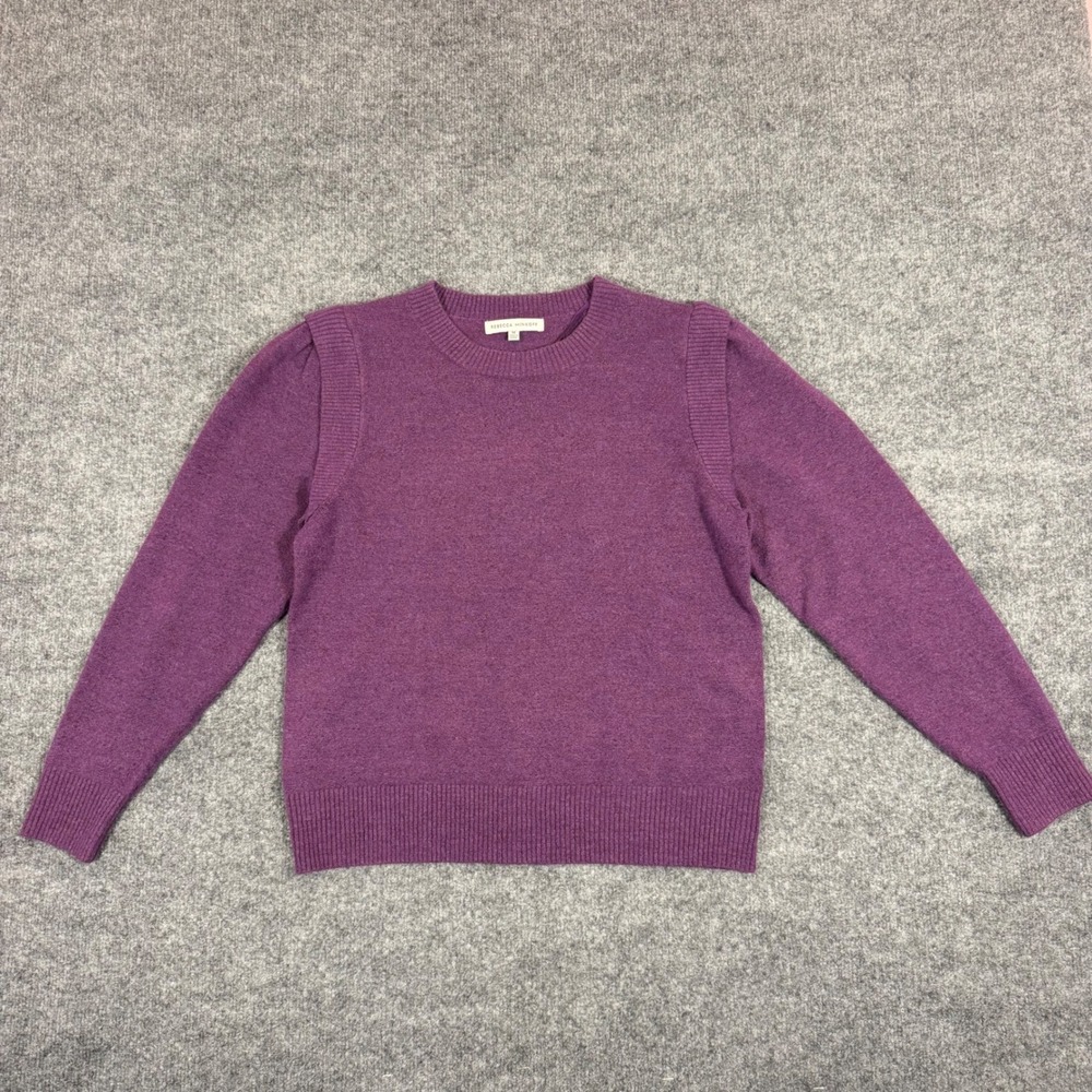 Rebecca Minkoff Sweater Ruffle Shoulder Womens M Purple Designer Soft EUC